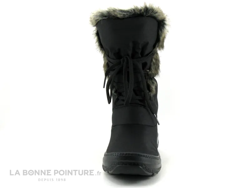 Achat chaussures Antarctica Femme Botte Pluie Neige, vente Antarctica 687 Noir - Fourrure beige - Lacet - Botte neige Femme