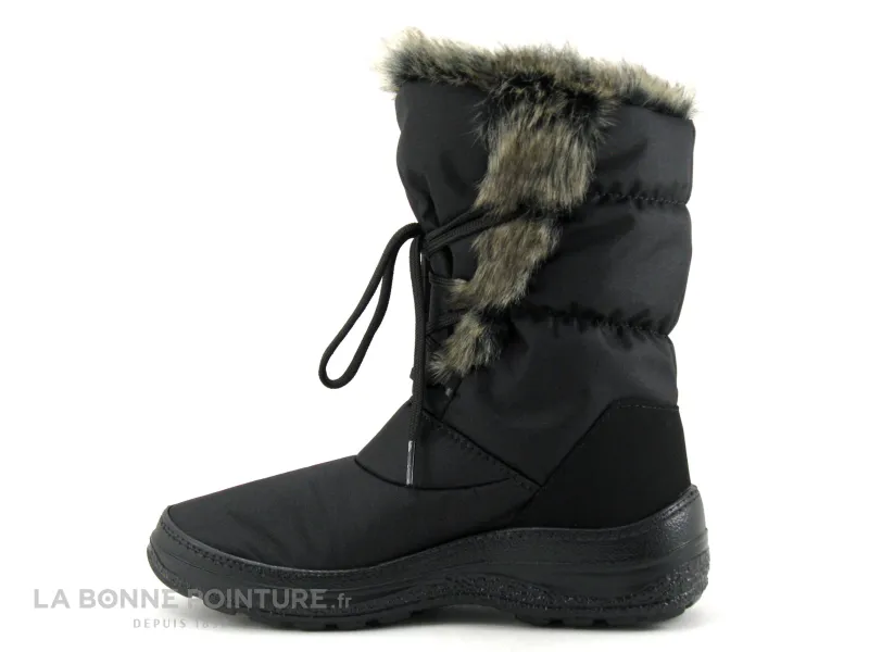 Achat chaussures Antarctica Femme Botte Pluie Neige, vente Antarctica 687 Noir - Fourrure beige - Lacet - Botte neige Femme