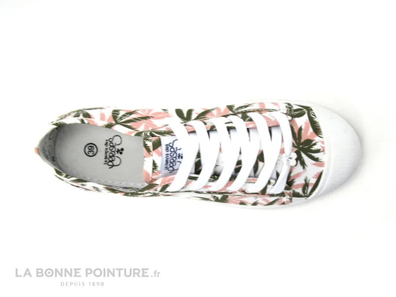 Achat chaussures Le Temps des Cerises Femme Chaussure en Toile, vente Le Temps des Cerises Basic 02 PALM - Basket toile palmiers