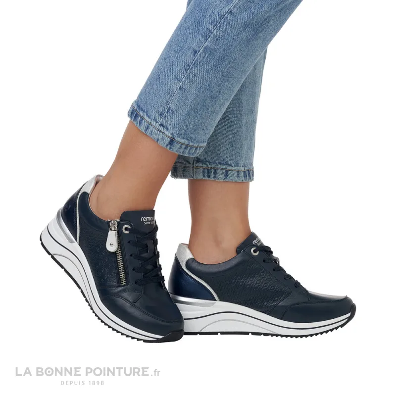 Achat chaussures Remonte Femme Basket, vente Remonte D0T03-14 blue - Basket compensee bleu marine