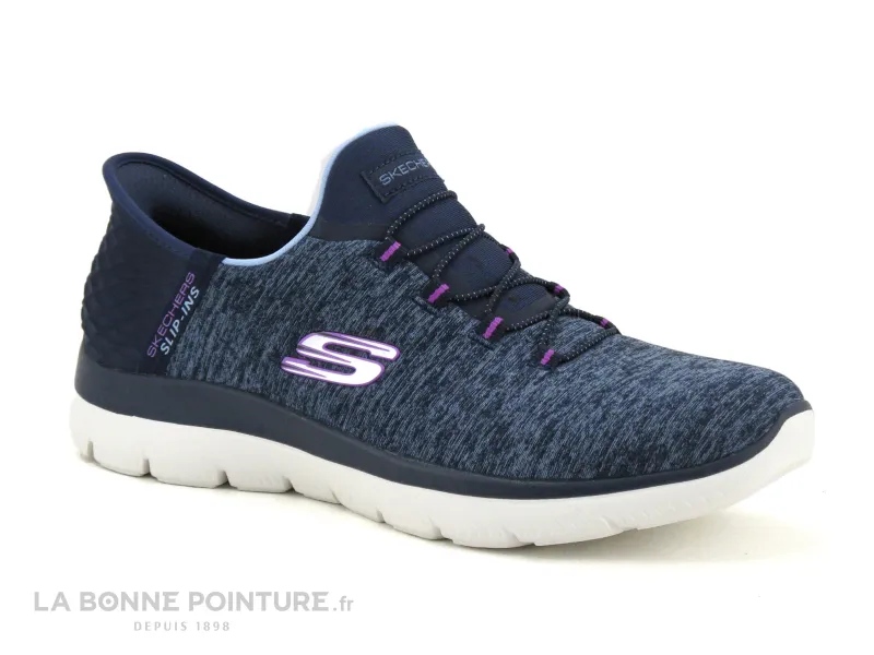 Achat chaussures Skechers Femme Chaussure de Sport, vente Skechers Slip ins - 149937 - SUMMITS DAZZLING HAZE NVPR - Bleu - Baske