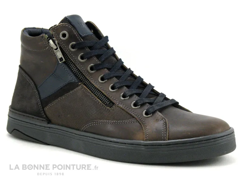 Achat chaussures Walkys Homme Boots, vente Walkys 767 Grey - Basket montante marron et bleu marine - Homme