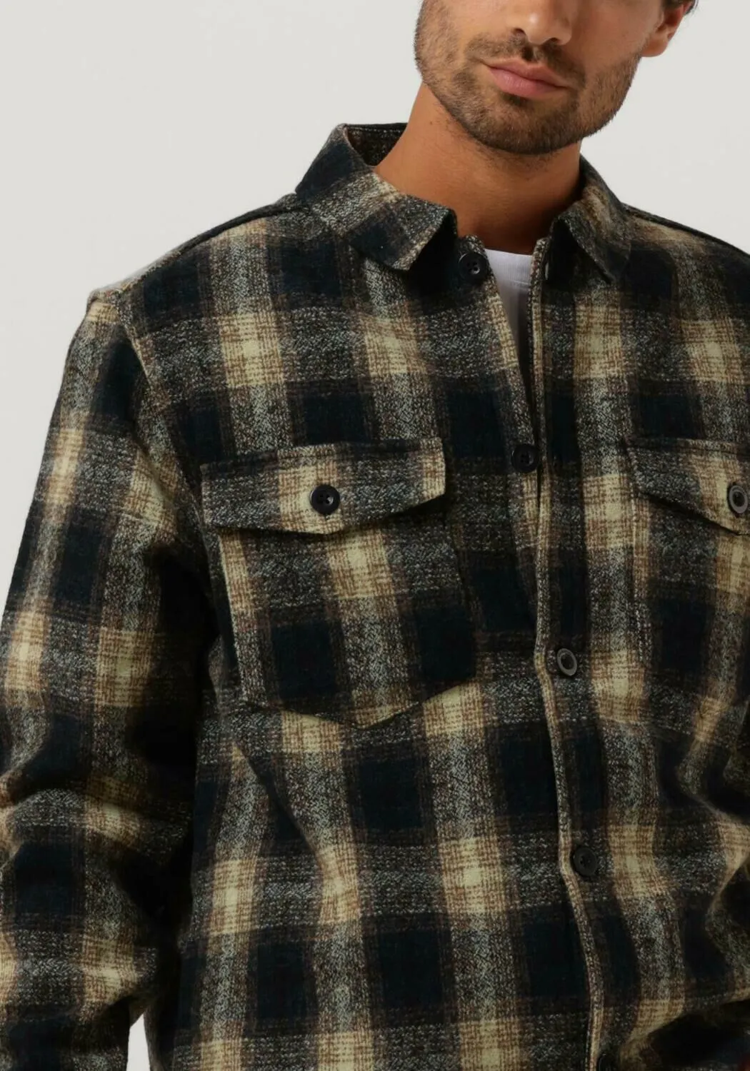 anerkjendt surchemise aklion thick check overshirt bleu foncé