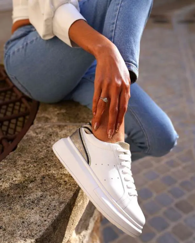 Basket Femme Blanche et Argentée à Motif - CL10 ZEBRA