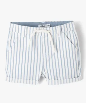 bermuda bebe garcon en toile de coton blanc shorts