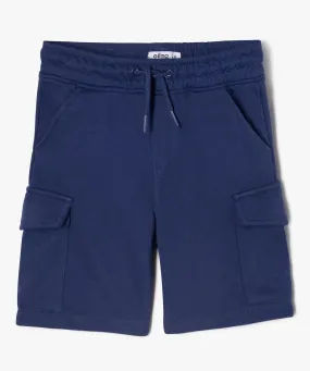 bermuda cargo en maille a taille elastiquee garcon bleu shorts bermudas et pantacourts