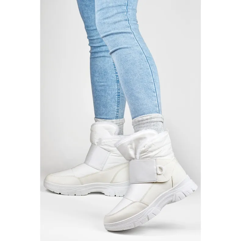 Bottes de neige blanches avec Velcro, bottes isolées pour l'hiver