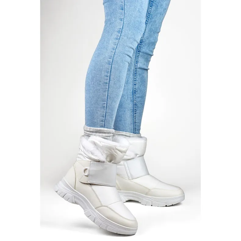 Bottes de neige blanches avec Velcro, bottes isolées pour l'hiver