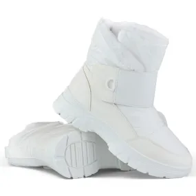 Bottes de neige blanches avec Velcro, bottes isolées pour l'hiver