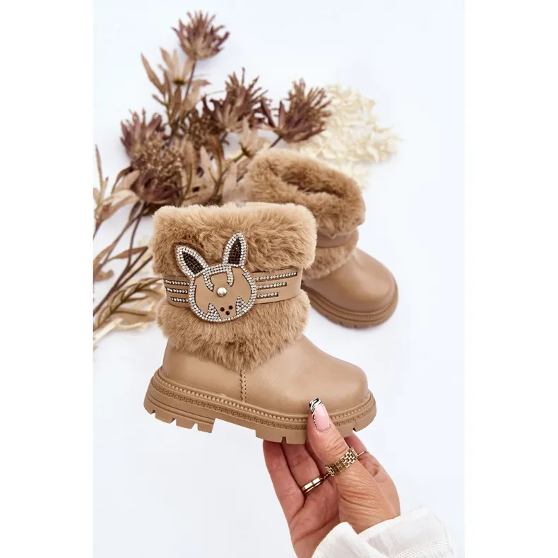 Bottes de neige enfant Lunami beiges avec fourrure