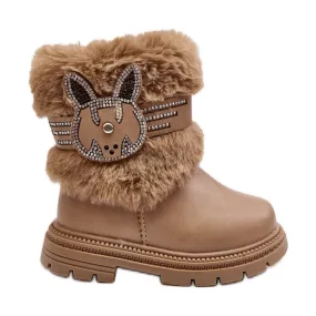 Bottes de neige enfant Lunami beiges avec fourrure