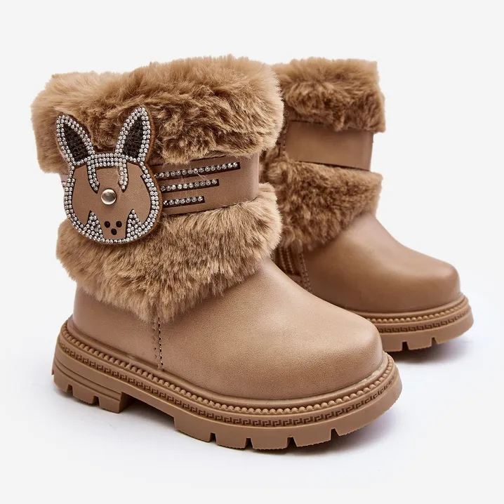 Bottes de neige enfant Lunami beiges avec fourrure