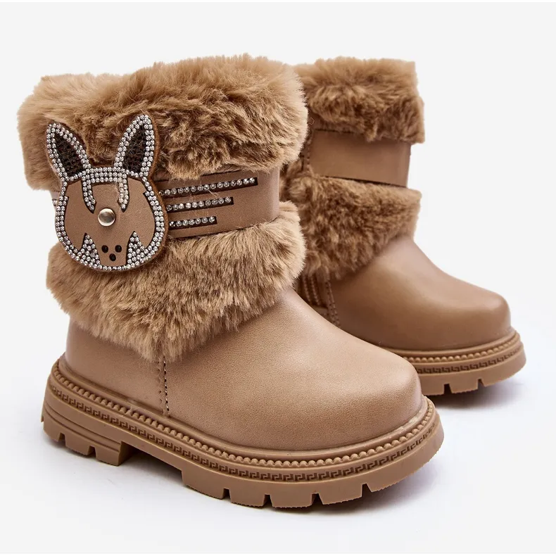 Bottes de neige enfant Lunami beiges avec fourrure