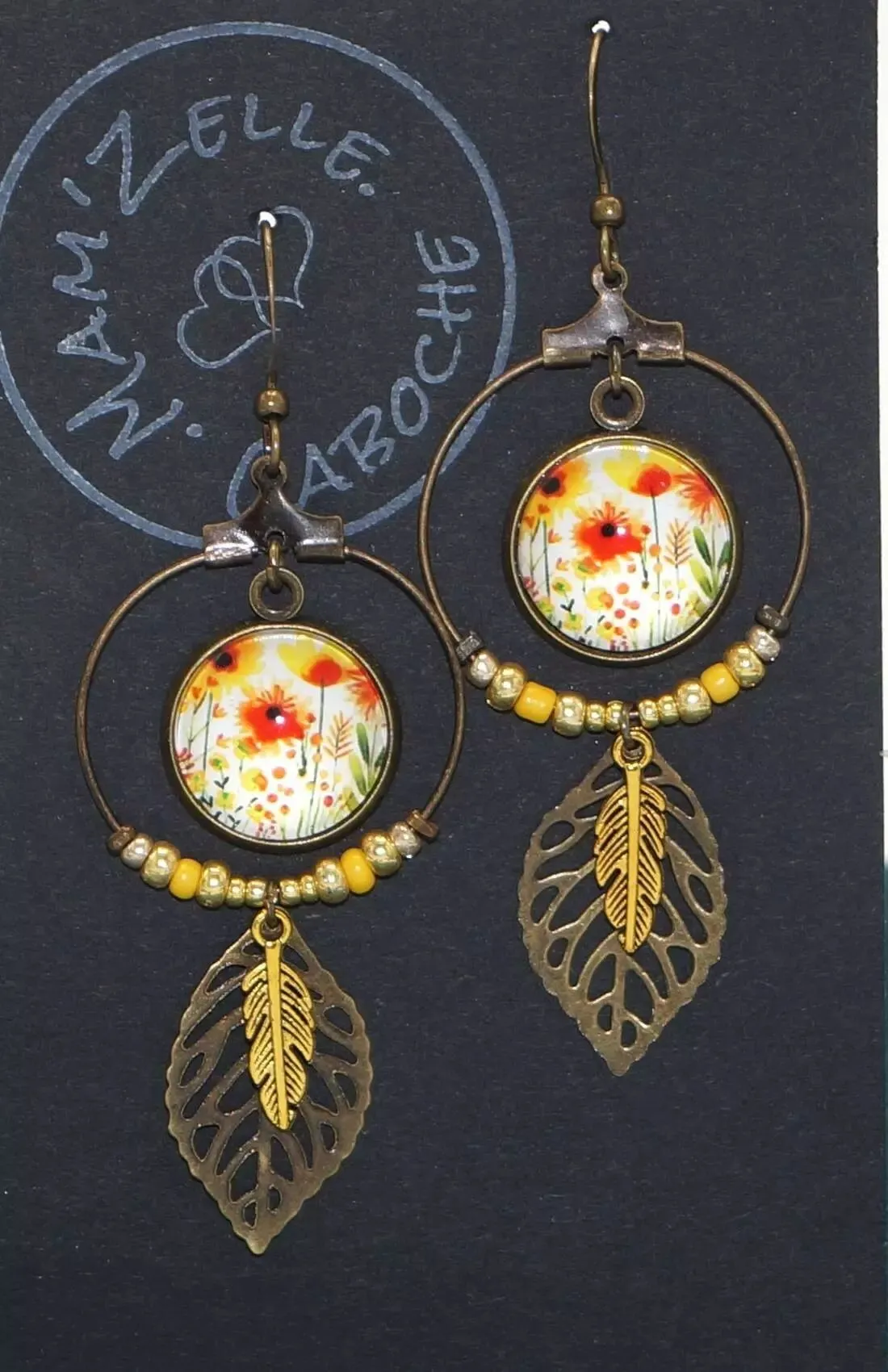 Boucles d'oreilles originale Mam'Zelle Caboche fleur