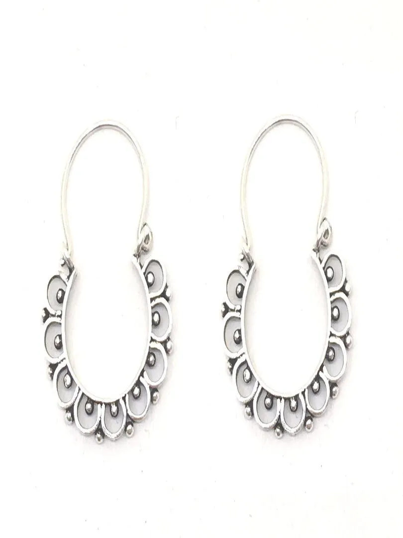 Boucles d'oreille anneau pétales de fleur, Bijoucolor - Argent