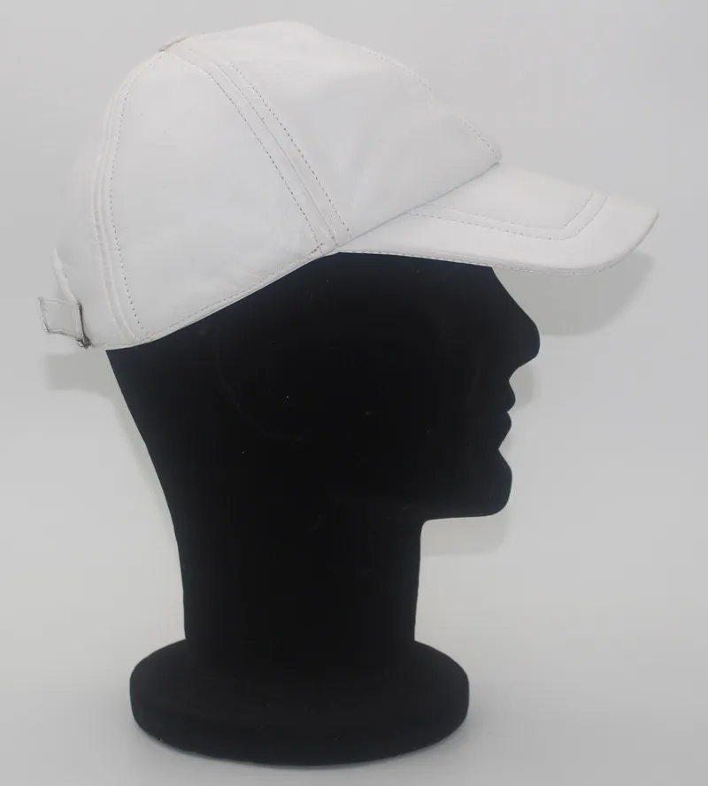 casquette en cuir agneau, casquette en cuir blanc, casquette en cuir véritable, rapport qualité exceptionnel