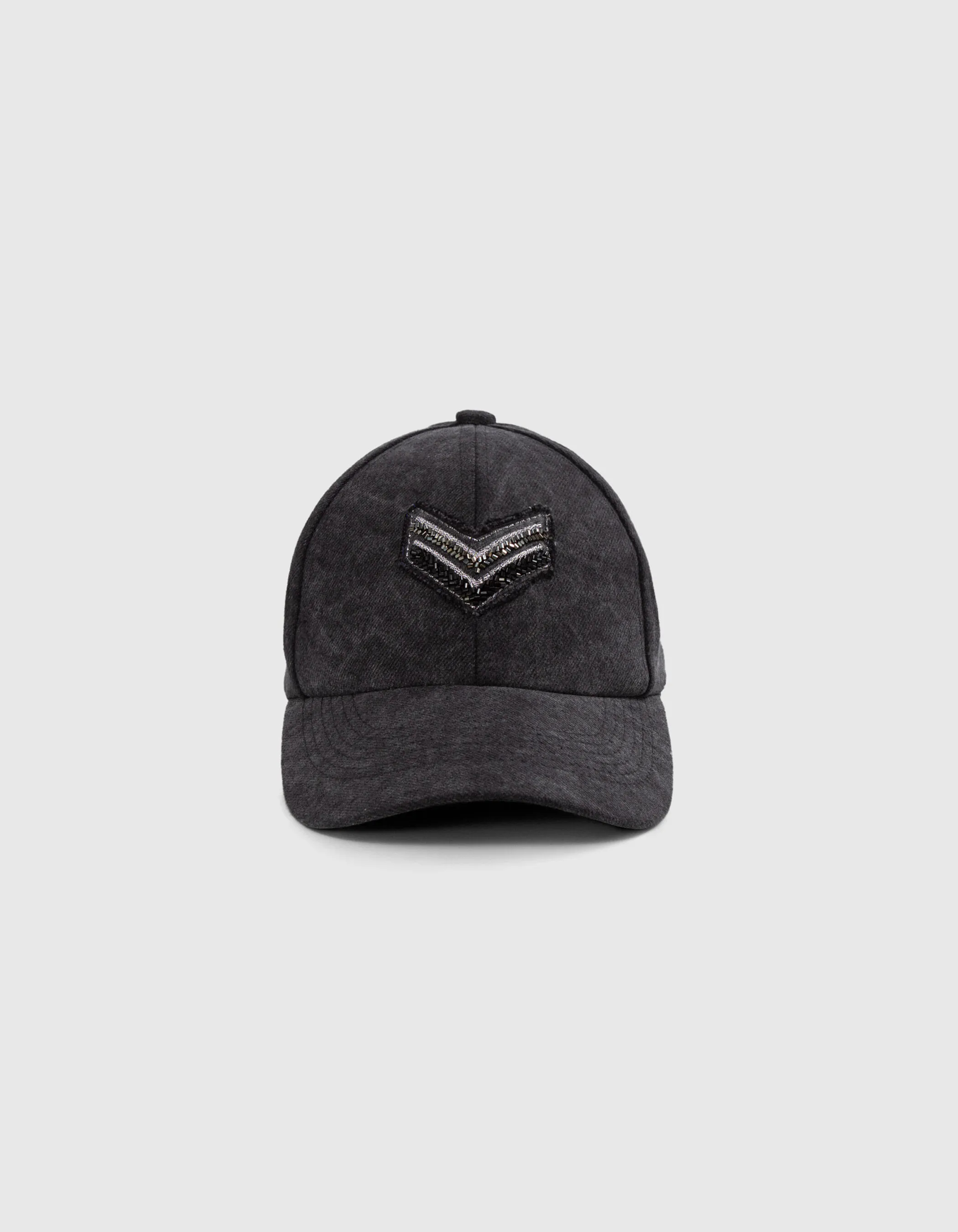 Casquette en jean anthracite chevrons brodés Femme