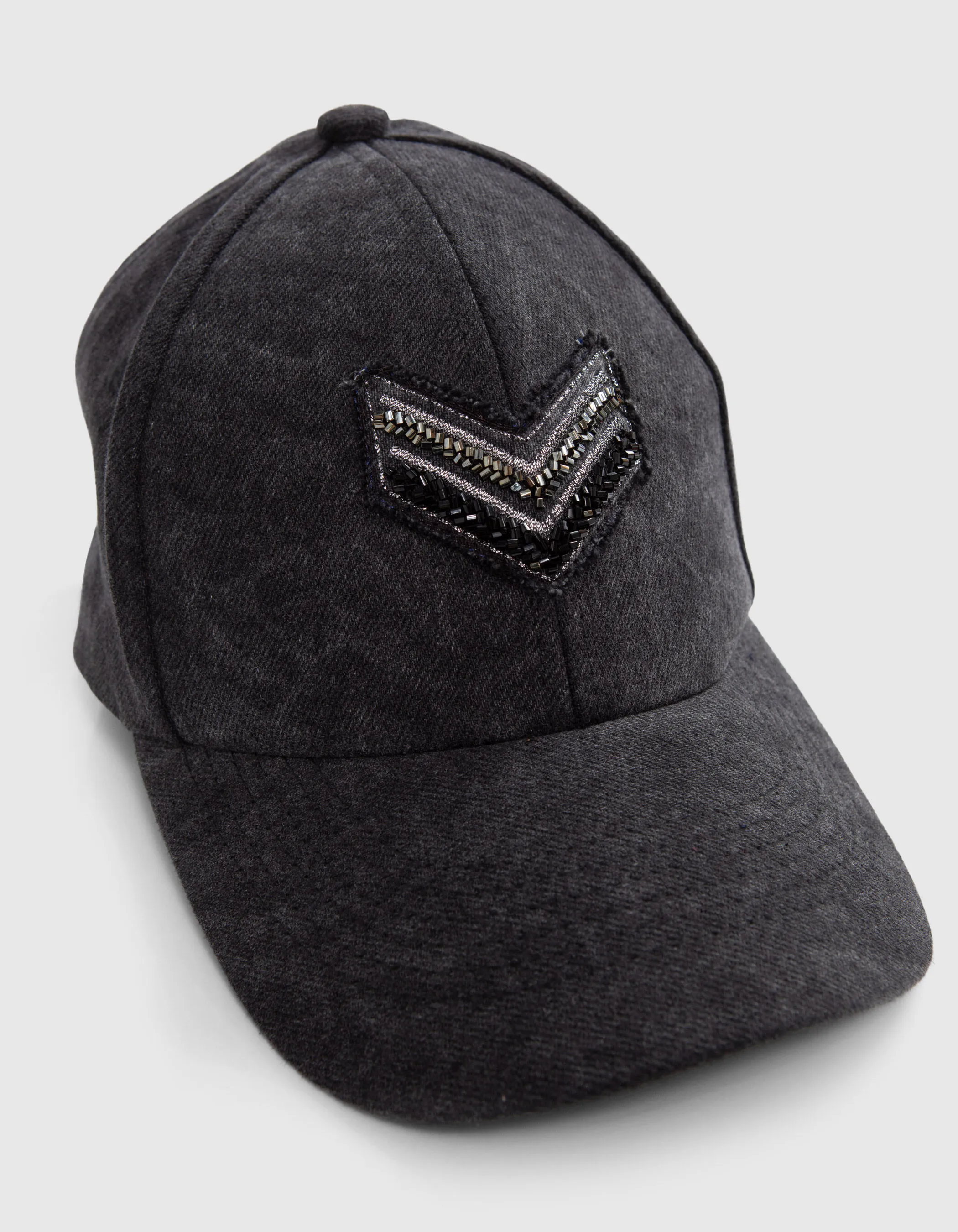 Casquette en jean anthracite chevrons brodés Femme