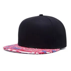 Casquette Snapback Visière Drapeaux Américains Rouge Bleu