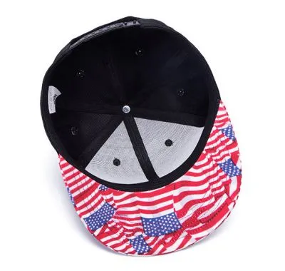 Casquette Snapback Visière Drapeaux Américains Rouge Bleu