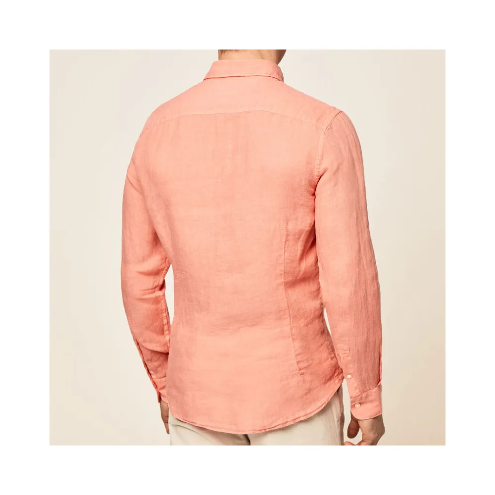 Chemise ajustée Hackett en lin pêche