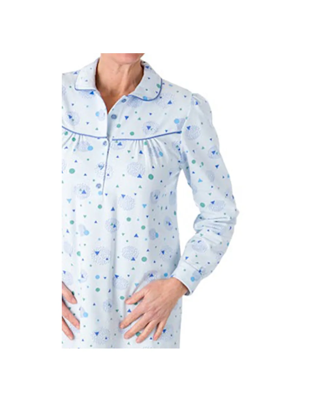 Chemise de nuit manches longues en coton