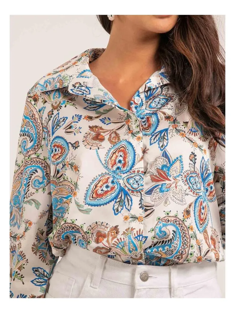 Chemise motifs OLIANE - Bleu