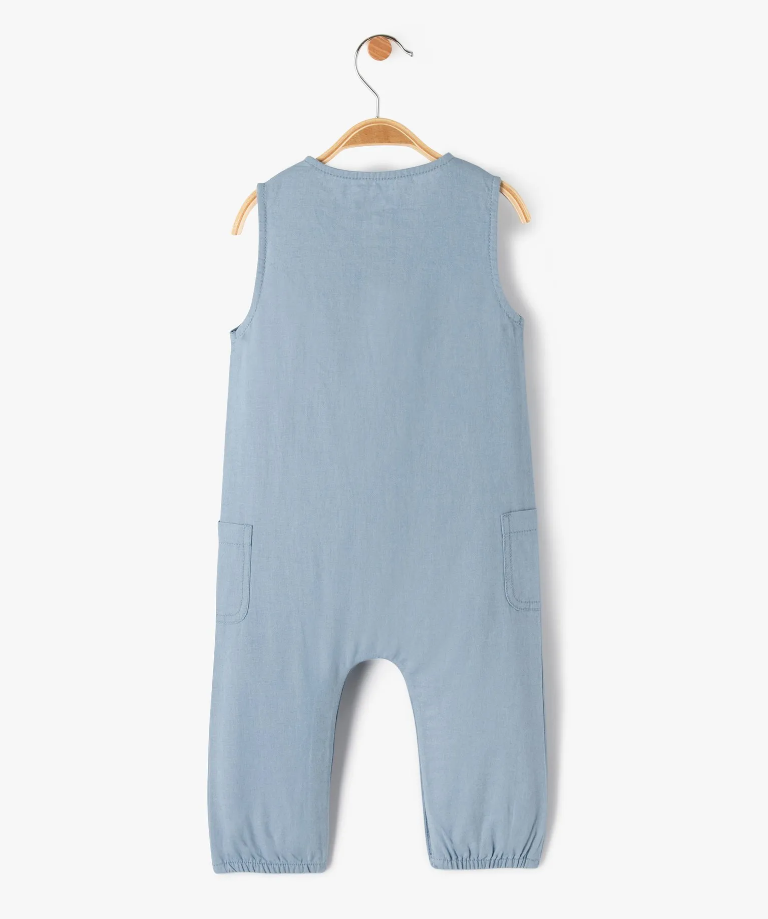 combinaison bebe garcon en lin sans manches bleu shorts et bermudas