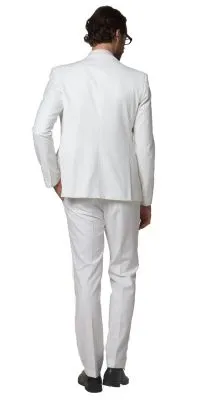 Costume Slim Trois Pièce pour Homme cintré gilet veste pantalon - blanc