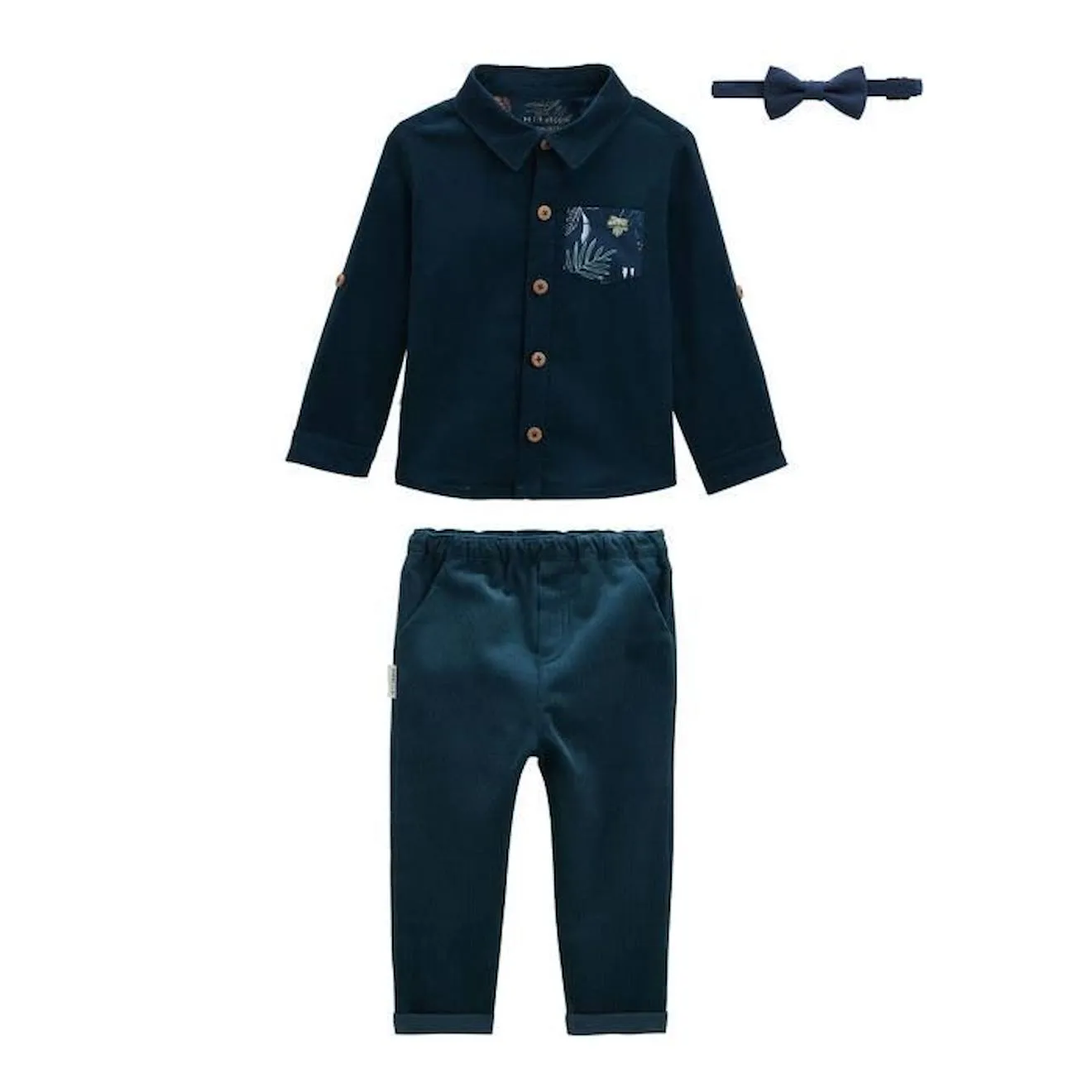 Ensemble bébé chemise et pantalon avec noeud papillon Magic bleu - Petit Beguin