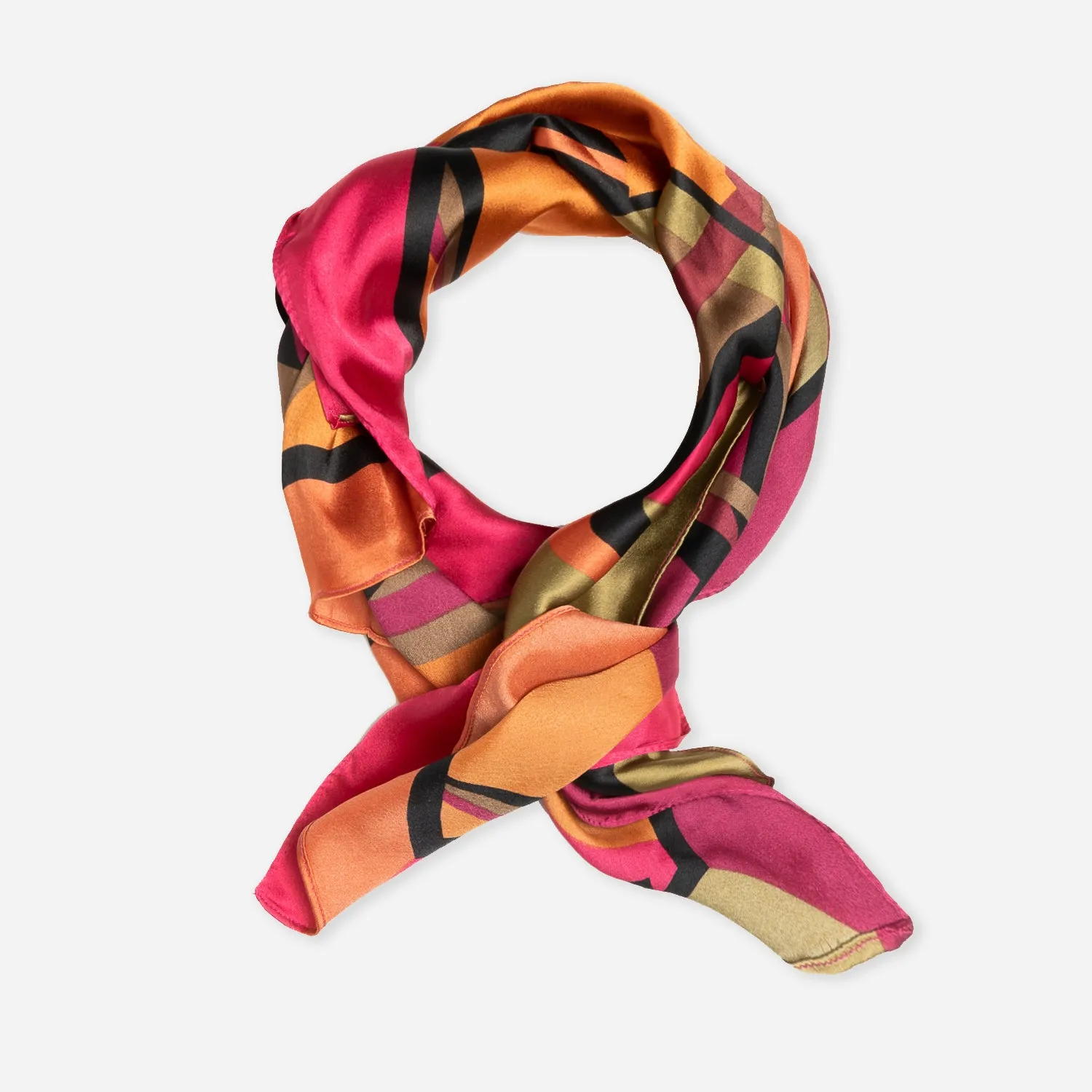 Foulard carré kaki motifs graphiques - Foulards / écharpes Accessoires | ERAM