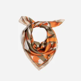 Foulard kaki et orange à motif Art Déco - Foulards / écharpes Accessoires | ERAM