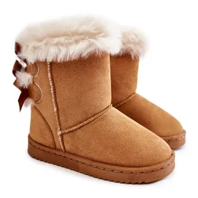 FR1 Bottes chaudes pour enfants avec nœuds Bottes de neige funky beiges