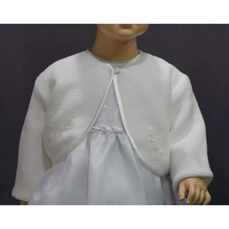 Gilet de baptême fille ivoire et blanc