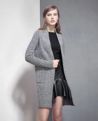 Gilet long en tricot pour femme Knitwear avec grandes poches côté