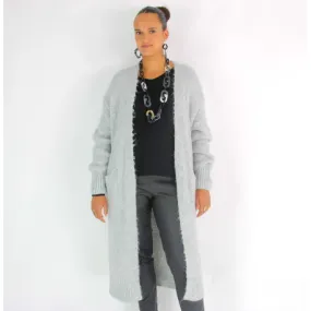 Gilet long MAUREEN laine mohair gris