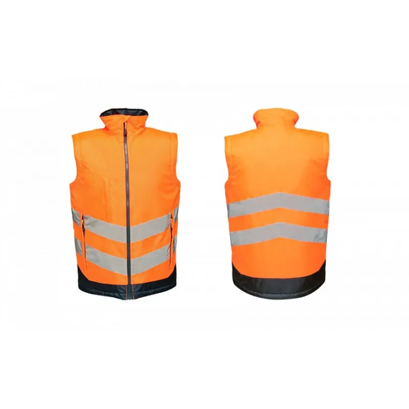 Gilet sans manche haute visibilité matelassé imperméable polyester 200 grs-m2 Hi-vis pro insulated unisexe Regatta