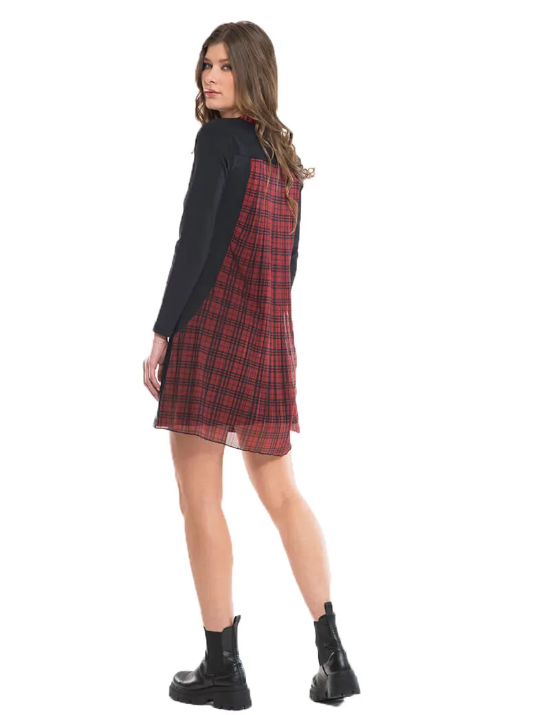 HBT - Palace - Natalia Robe Plissé Dos Red Tartan - Boutiques Seven's