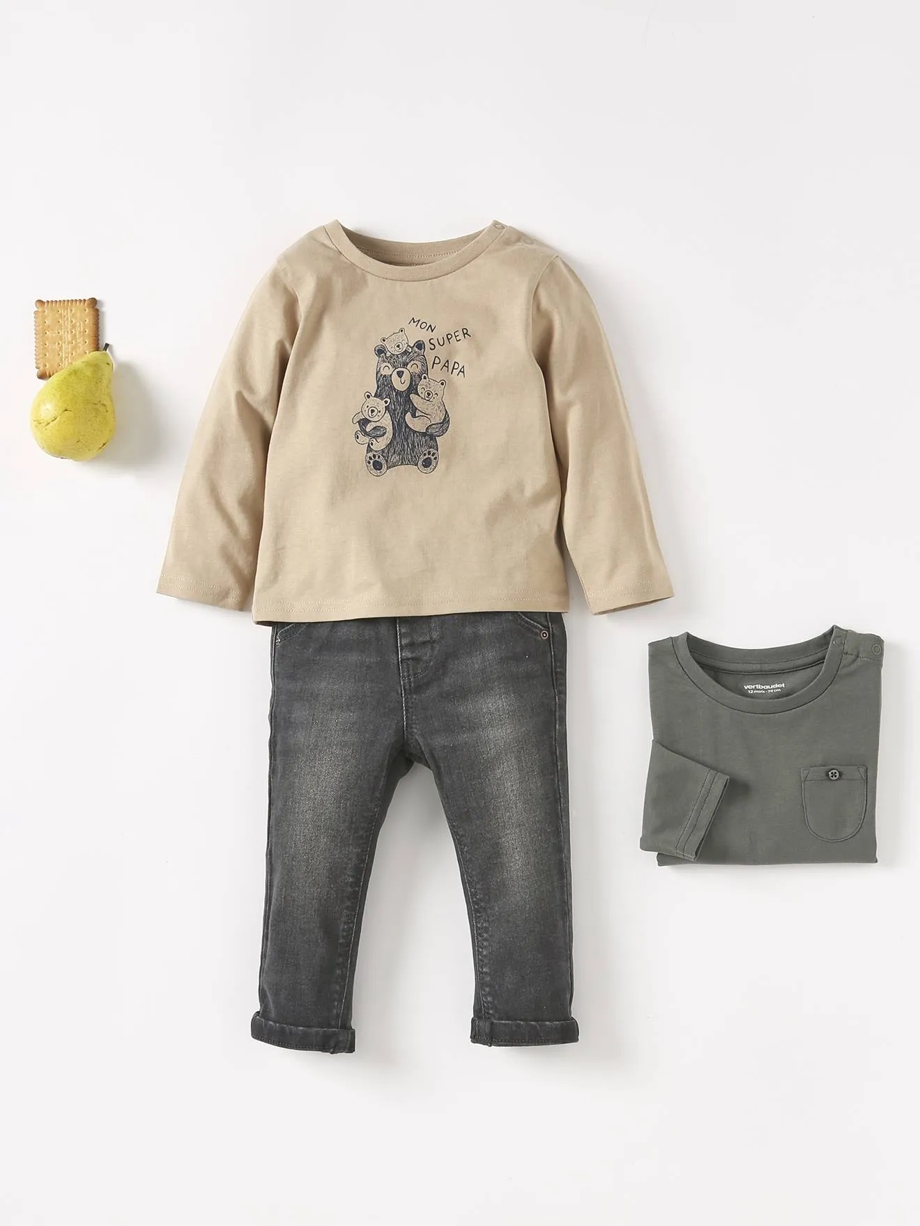 Jean bébé coupe droite BASICS denim brut - Vertbaudet