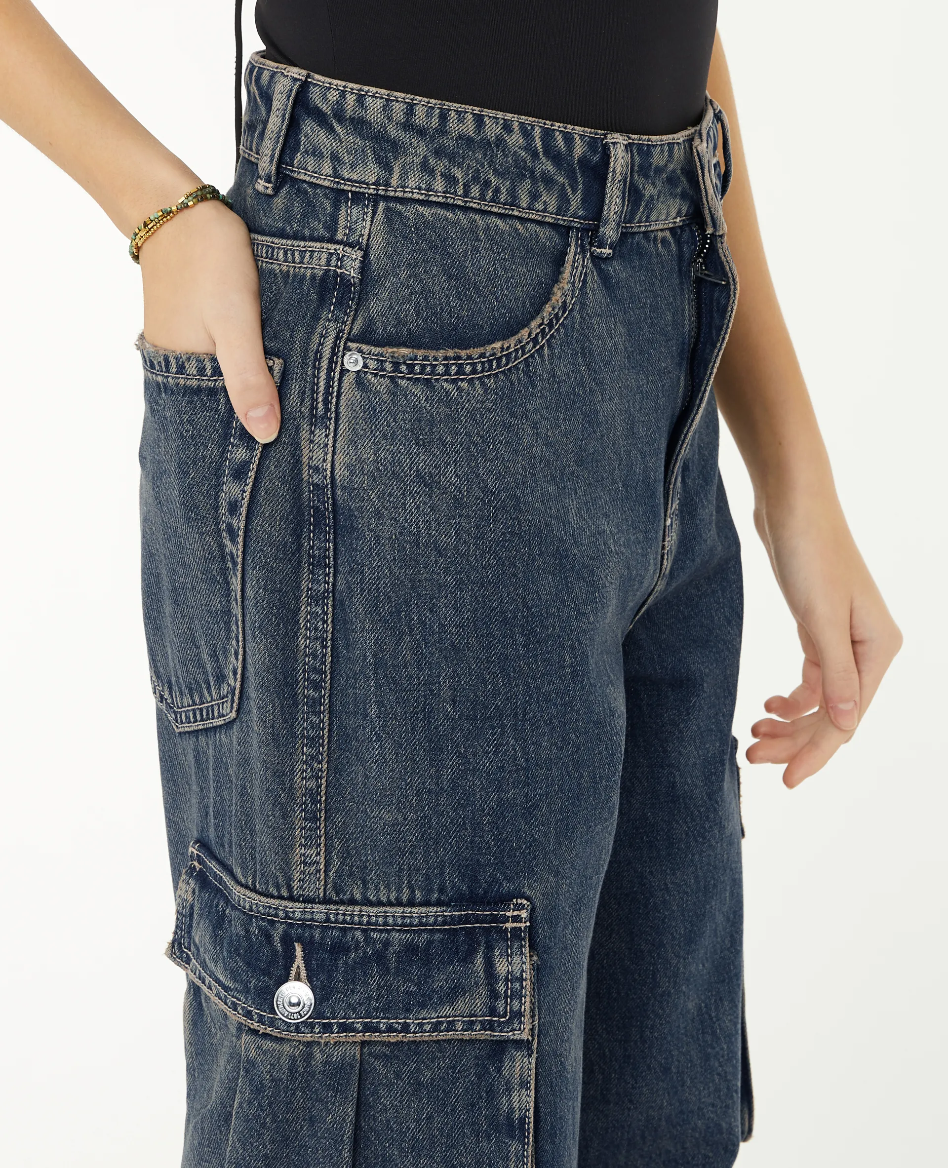 Jean cargo large effet dirty