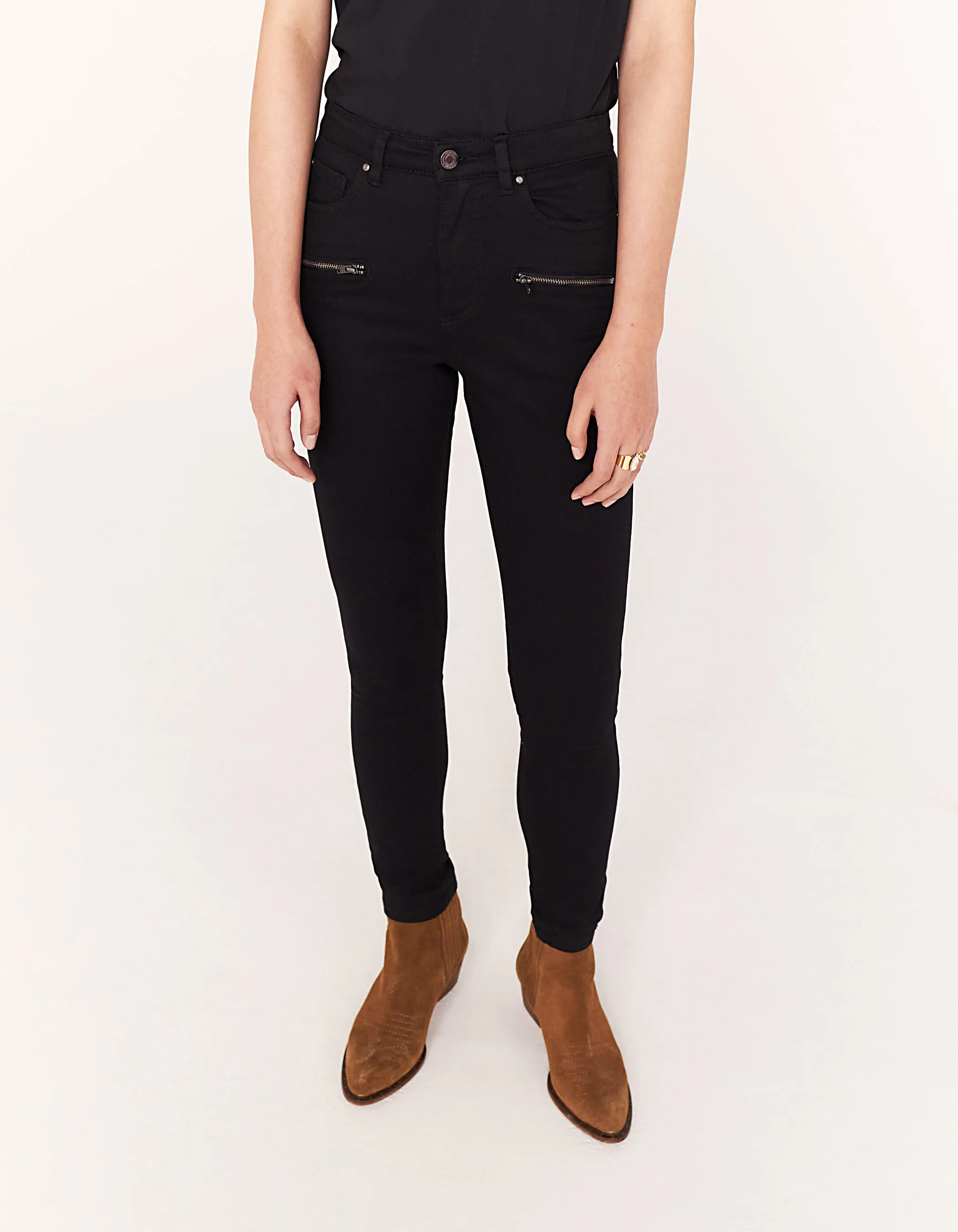 Jean slim 7/8ème taille haute noir femme