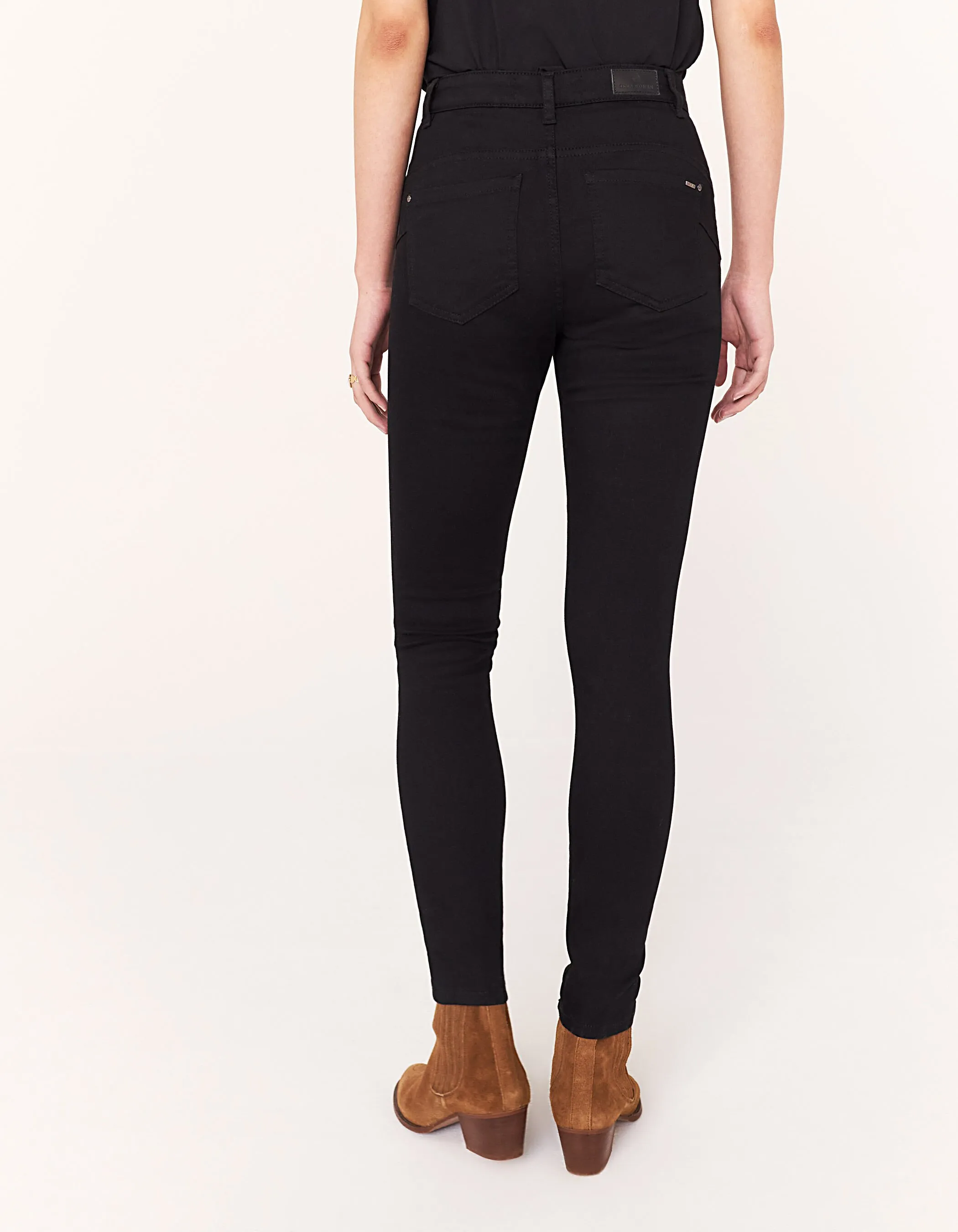 Jean slim 7/8ème taille haute noir femme