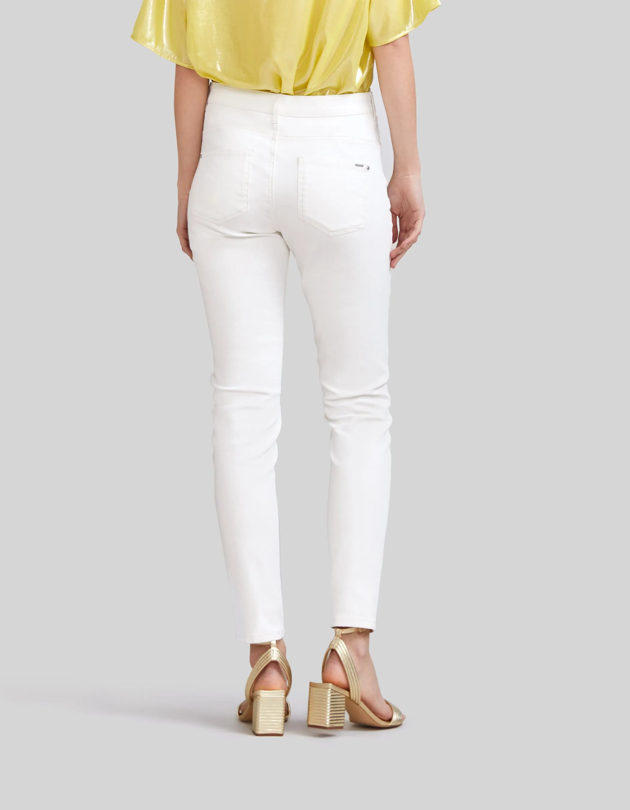 Jean slim blanc cassé enduit taille haute Femme