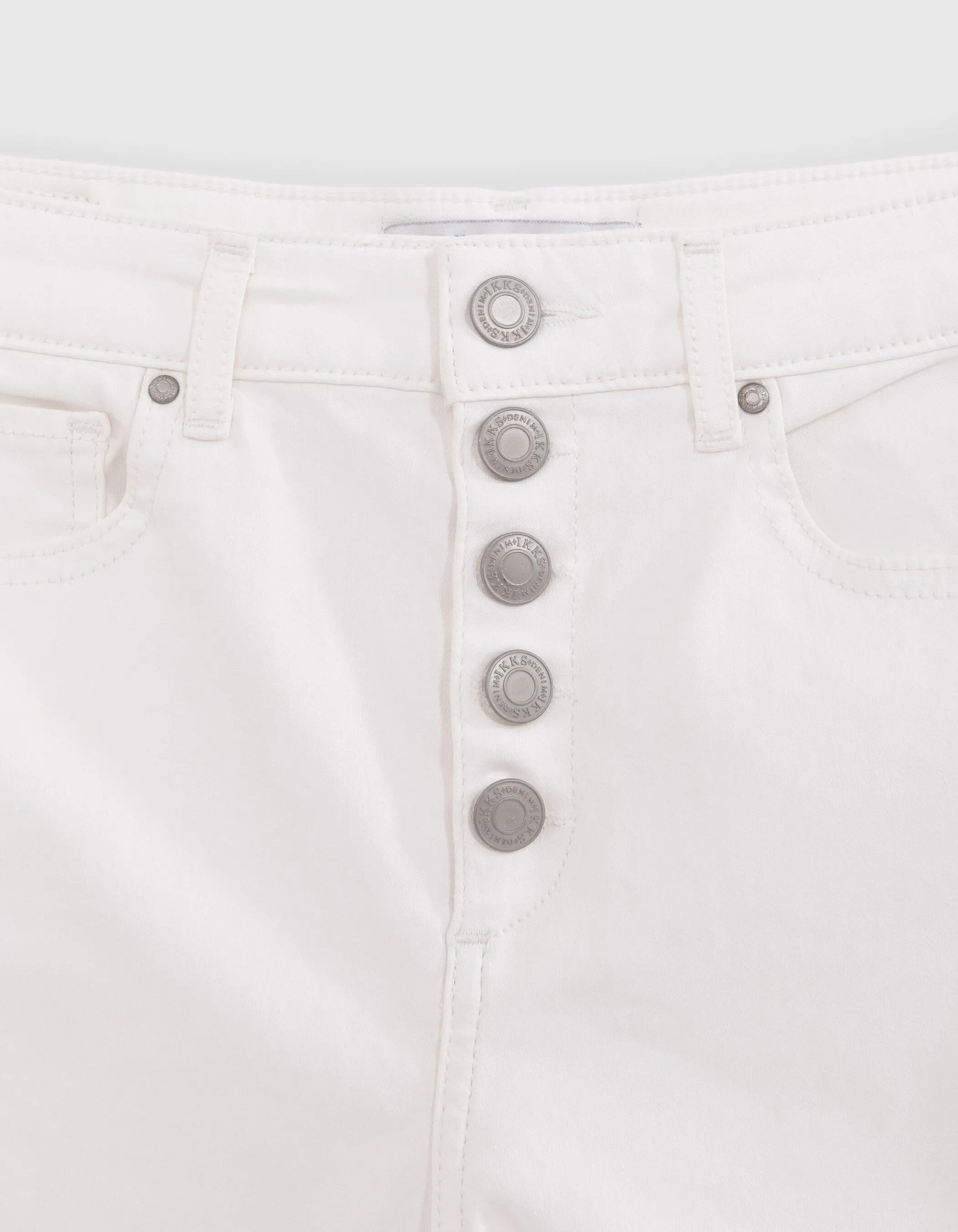 Jean slim blanc cassé enduit taille haute Femme