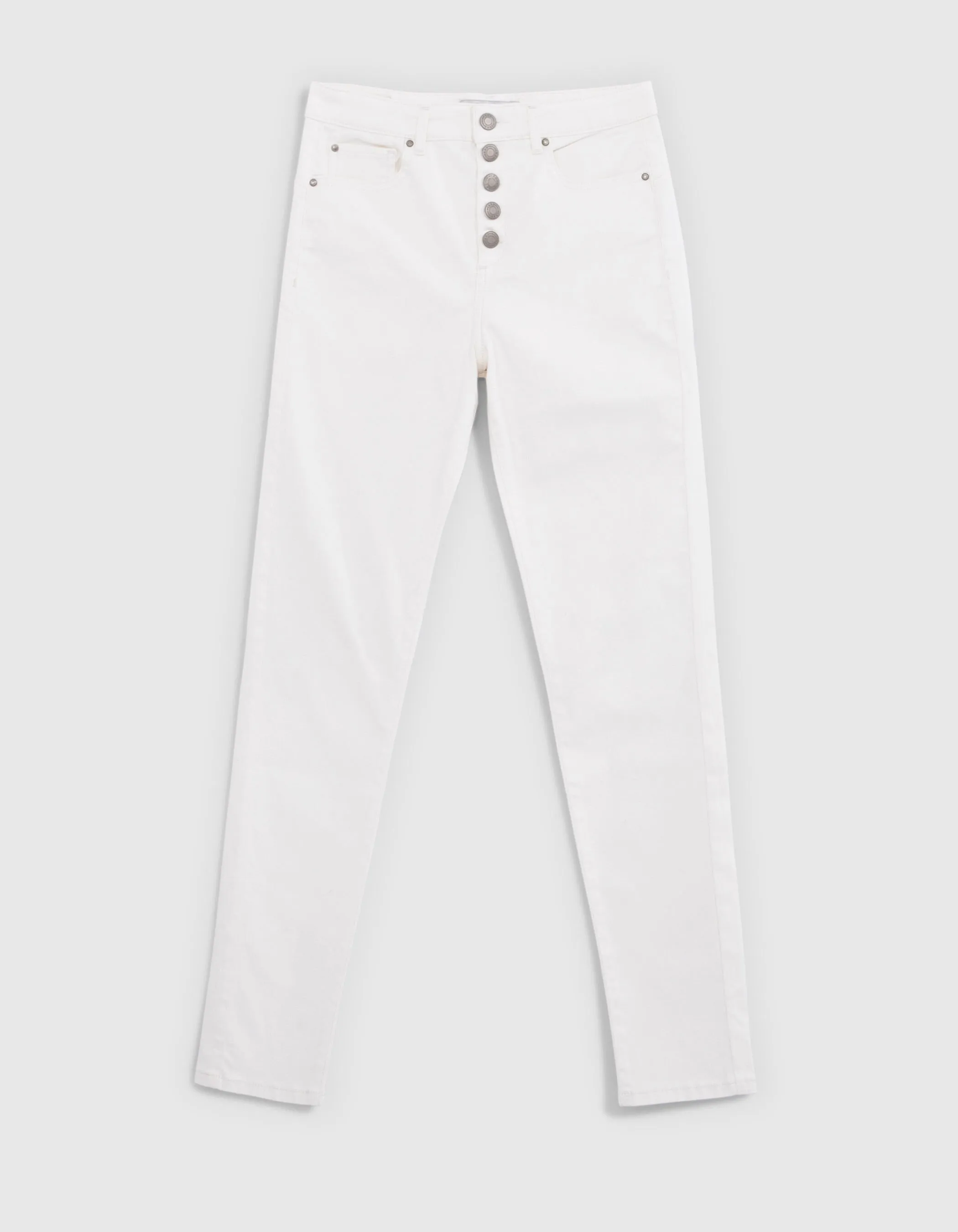 Jean slim blanc cassé enduit taille haute Femme