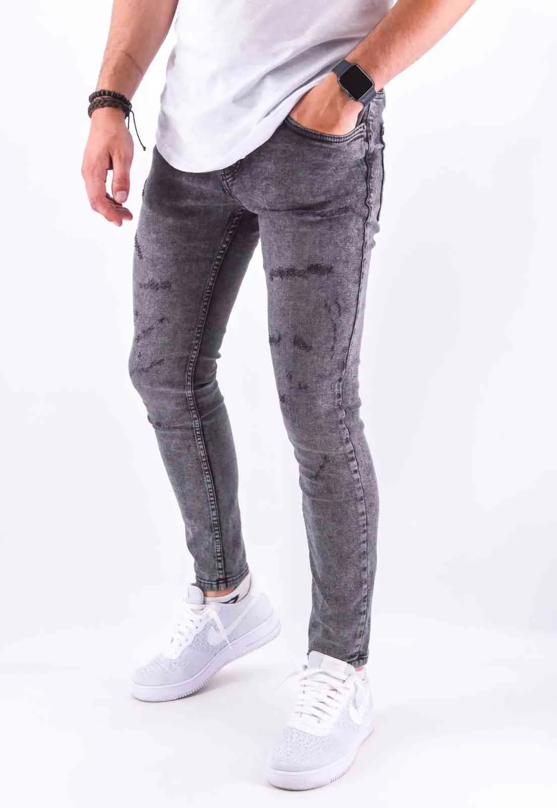 Jean slim destroy gris homme | Mode urbaine | 29,90€