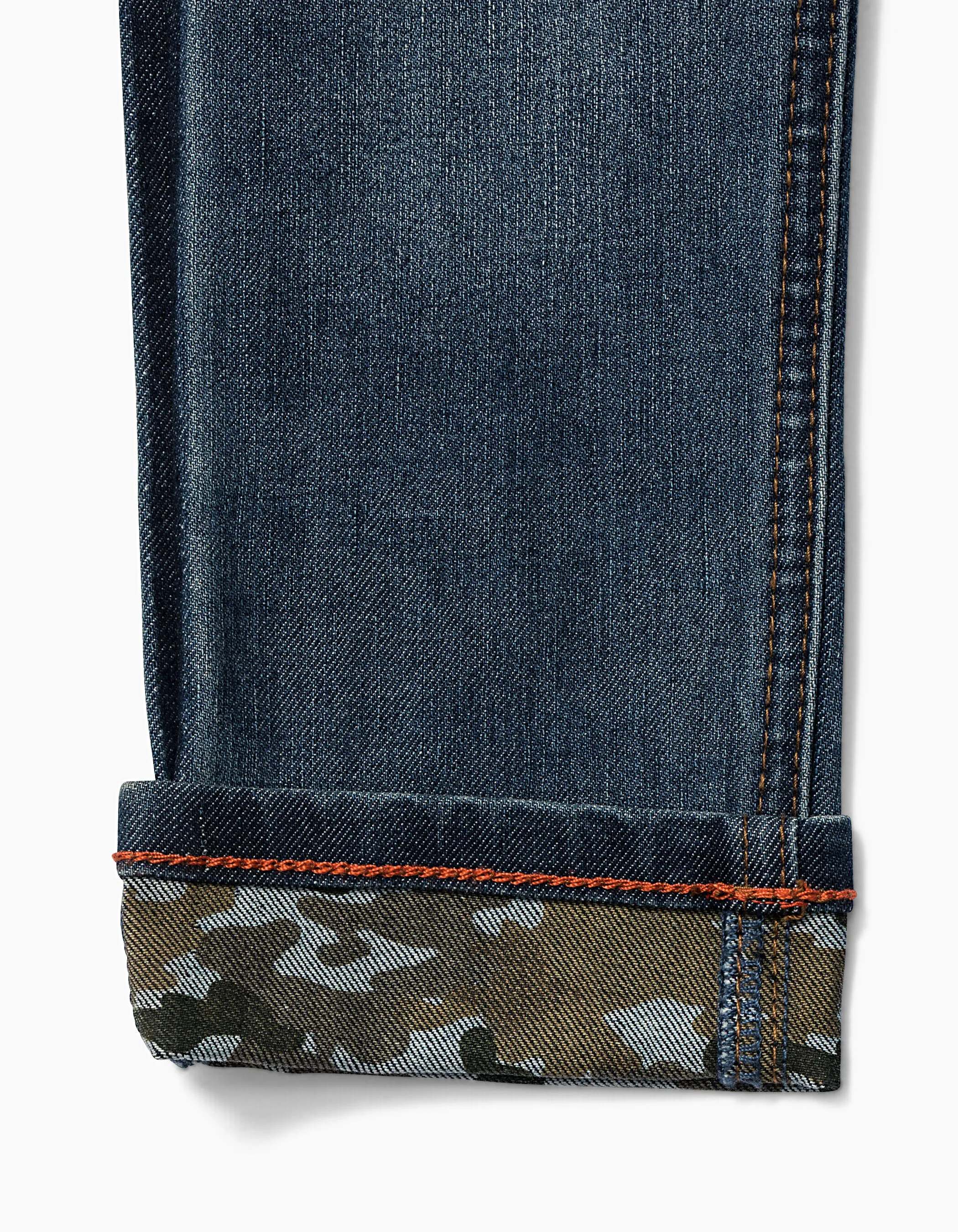 Jean slim stone blue à revers camouflage garçon