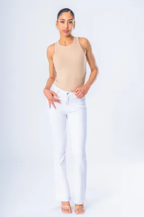 Jean taille haute flare blanc