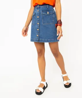 jupe en jean boutonnee sur l¡¯avant femme bleu jupes en jean