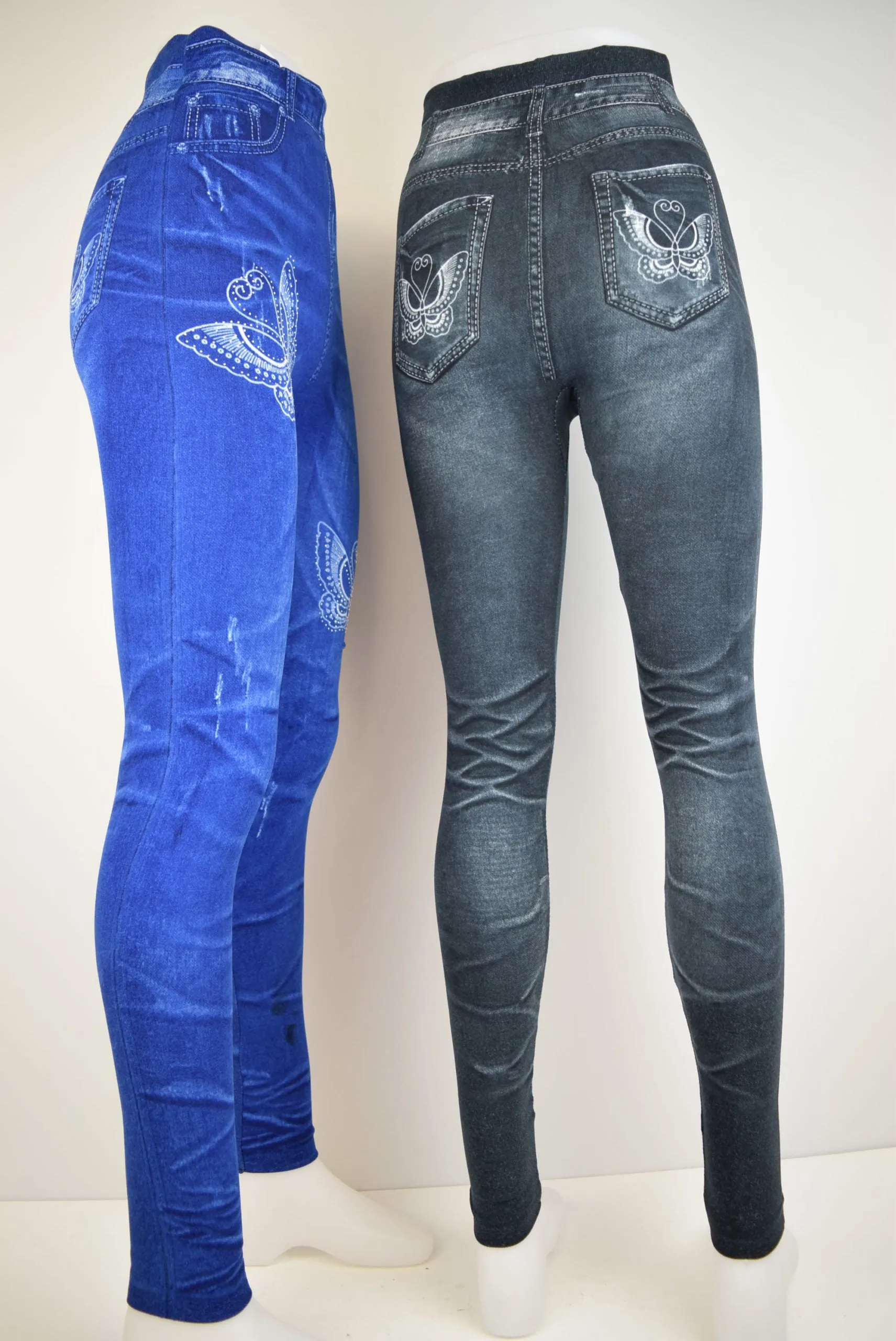 Legging Jean Motif Papillon Strassé (x12)